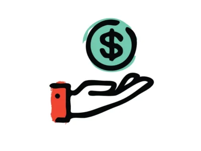 a dollar sign over an open palm